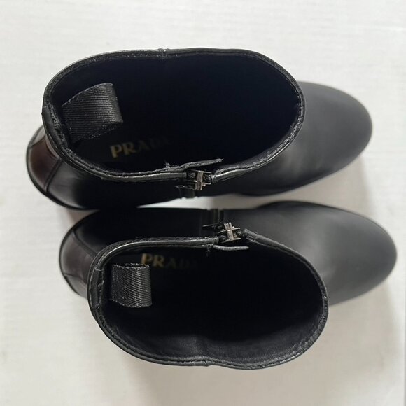 Prada Leather Lug Sole Chelsea Boots Size 9.5 - Picture 13 of 17